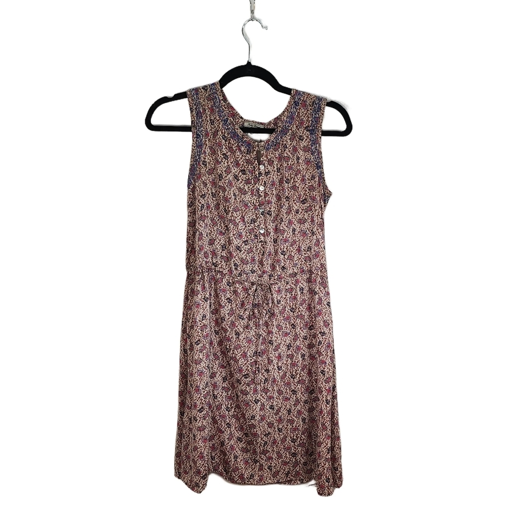 Lucky Brand. Cream printed dress w/ buttons. Size: small